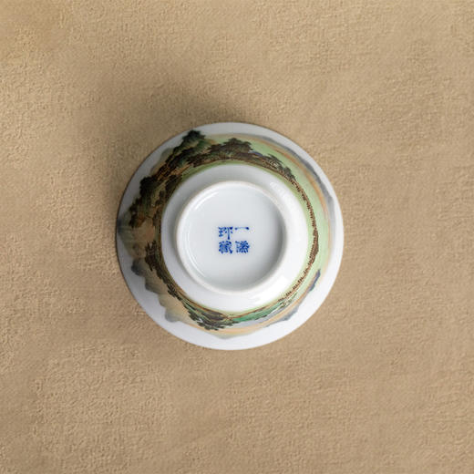 一儒堂青花墨彩山水小对杯 商品图14