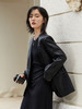 酷飒担当！V 领黑色 pu 皮西装外套 大口袋设计 宽松廓形皮衣 商品缩略图0