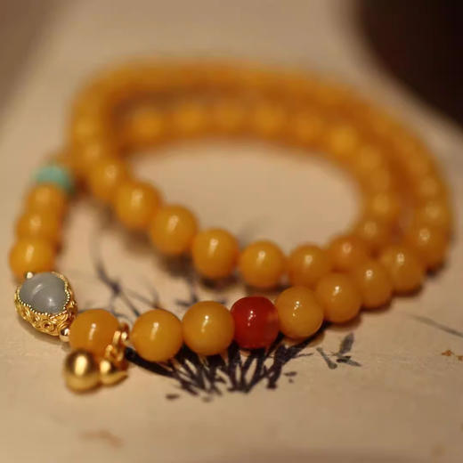 【普陀】天然鸡油黄蜜蜡佛珠手串 -普陀山发出 商品图5