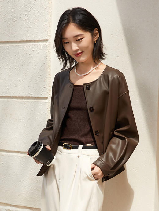 复古方领针织衫女 秋冬内搭长袖上衣 修身显瘦短款打底衫 商品图1