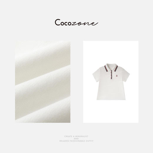 COCO ZONE 刘一一【100棉】撞色POLO领老钱风T恤 CD2A1523 商品图2
