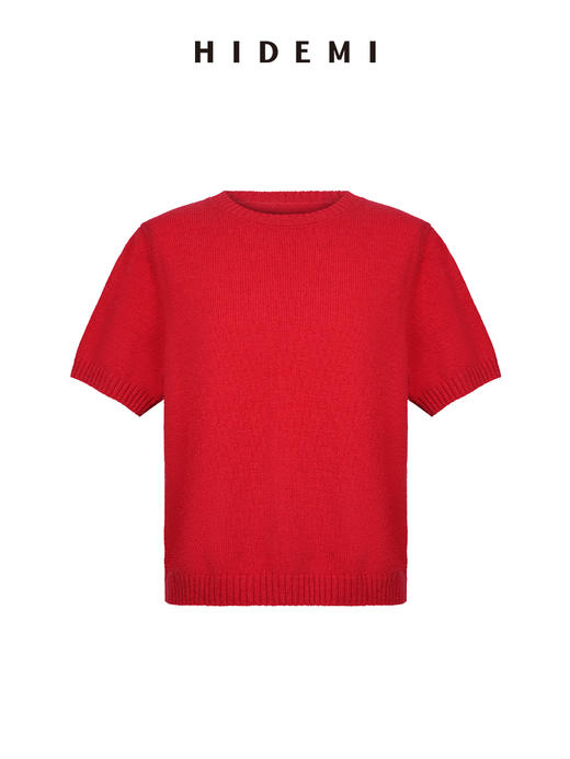 HIDEMI【董生活同款】进口澳洲美利奴羊毛多股纱圆领叠穿神器短袖毛衣 商品图10