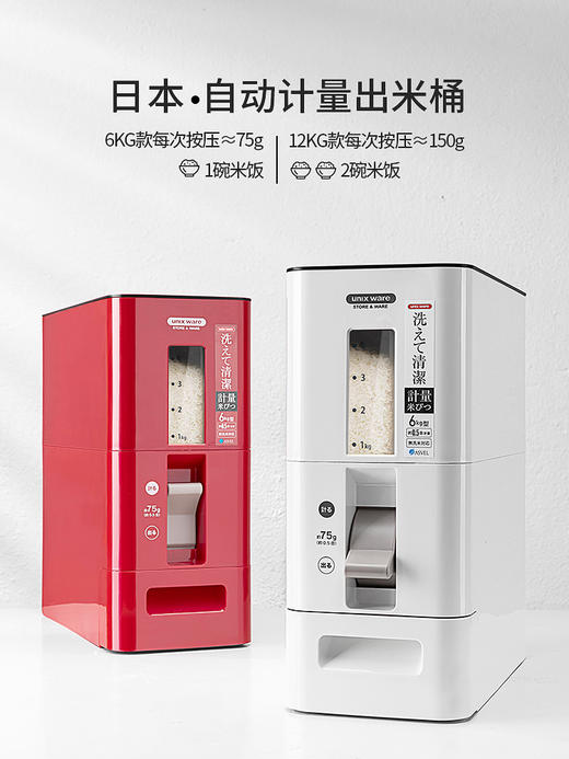 【黑/白/红/6kg/12kg可选】娜家高品质米箱 商品图4