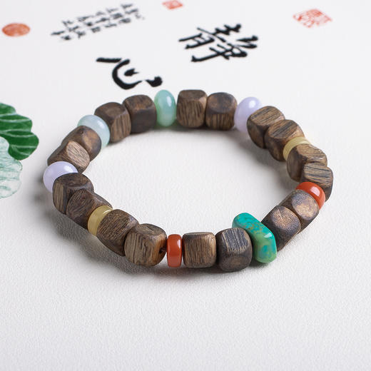 xy0455沉香+翡翠绿松石手串 商品图1