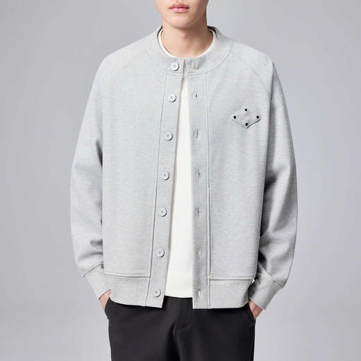 墨麦客男装复合横纹肌理男士夹克2024春秋新款宽松休闲外套男潮流 商品图1