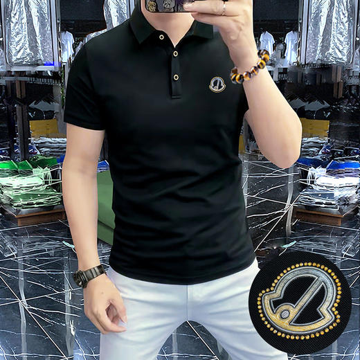 品质新款个性LOGO高端轻奢polo衫男夏季短袖翻领修身  JYYP-G27#翻领 商品图1