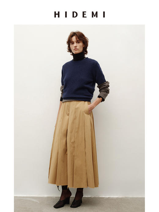 HIDEMI【董生活同款】进口澳洲美利奴羊毛多股纱圆领叠穿神器短袖毛衣 商品图5