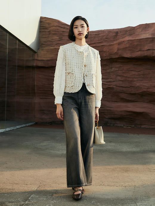 小香风马甲女秋季新款复古粗花呢无袖外套法式气质名媛外搭背心 商品图1