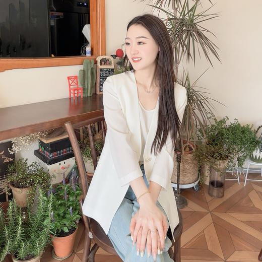 火桐hooton 重磅25姆米乔缎V领真丝西装774048 商品图2