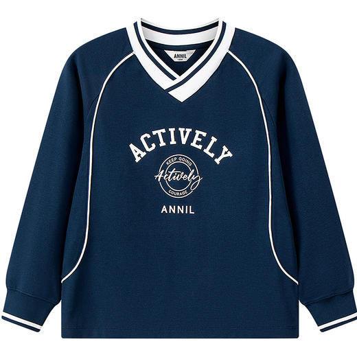 男女童V领长袖卫衣秋季新款安奈儿童装EM531532 商品图5