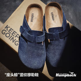 马登2025夏季新款座头鲸蓝色穆勒鞋男休闲平底全包头外穿半拖鞋子