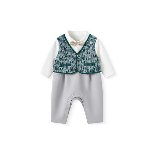 【高定系列】英氏新生婴儿衣服秋季新款男宝宝满月外出服连体衣 商品图4