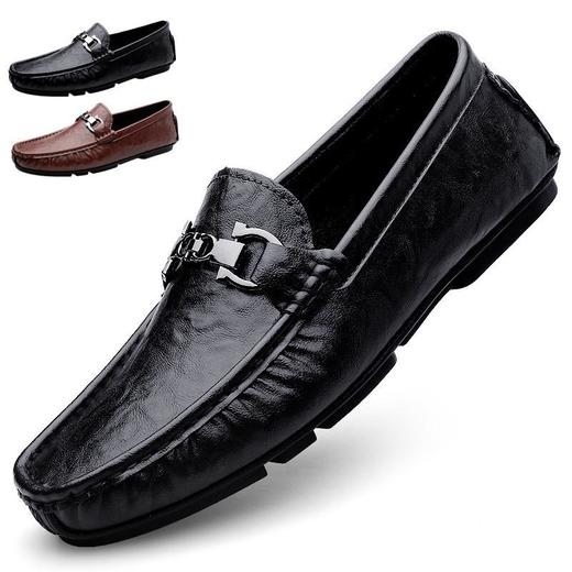 【马鞍扣一脚蹬开车鞋】豆豆鞋2025夏季男牛皮轻奢休闲皮鞋一脚蹬懒人驾车鞋男软底乐福鞋 商品图0