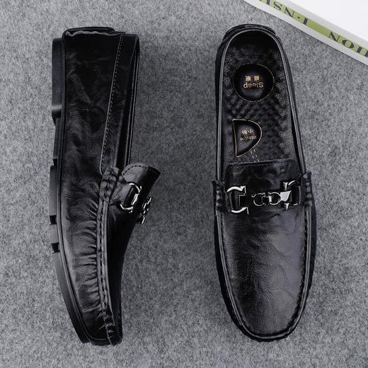 【马鞍扣一脚蹬开车鞋】豆豆鞋2025夏季男牛皮轻奢休闲皮鞋一脚蹬懒人驾车鞋男软底乐福鞋 商品图1