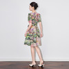 「高货wl」全新升级【铂金会员293/天猫399/差价106】(92552)洛诗琳气质重工印花连衣裙2025夏季新款收腰显瘦系带裙女 商品缩略图1