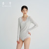 贴身裸感』桑罗长袖短裤无痕打底套装防凸点免穿文胸蕾丝拼接设计 商品缩略图0