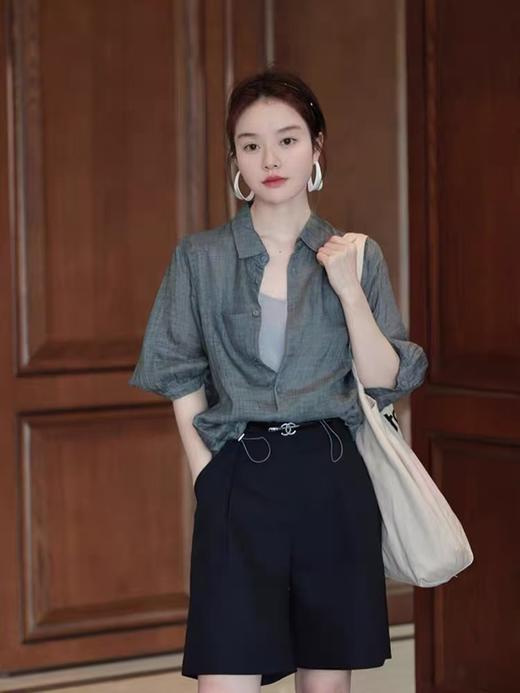 【新品推荐】灰色翻领亚麻空调扇防晒衫小衫-喜出 商品图2
