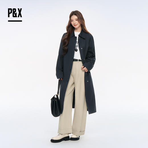 P&X设计师女装2025秋新款通勤气质时尚休闲款风衣825319180 深蓝 商品图1