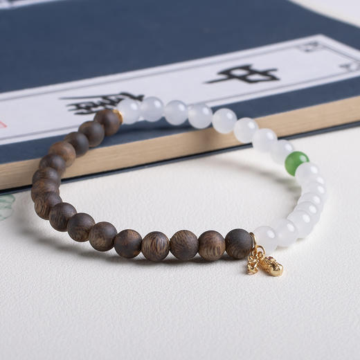 xy0451沉香+和田玉半山半水手串 商品图4