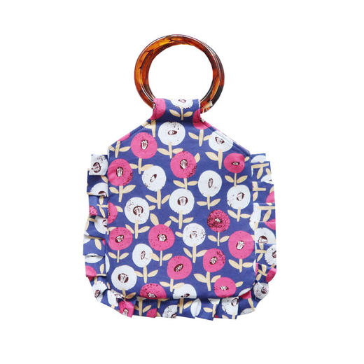 HUJI祤集荷叶边圆环柄手提包插画小可爱花花 商品图3