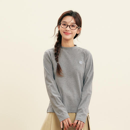 笛莎Deesha青少年女童T恤2025秋季女童精致小高领打底T恤 商品图0