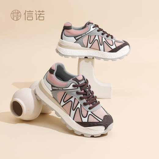 信诺厚底增高百搭运动休闲鞋舒适轻便网面透气女鞋子2025秋季新款X5Q122-116 商品图2