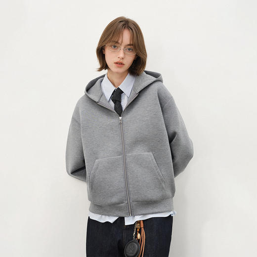 714street短宽boxy版型连帽卫衣开衫男2025秋季新款帽衫情侣外套 商品图0