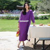 绽放旅行女装413朵/复活款·2020年砂洗亚麻拼接色九分袖连衣裙女 商品缩略图1
