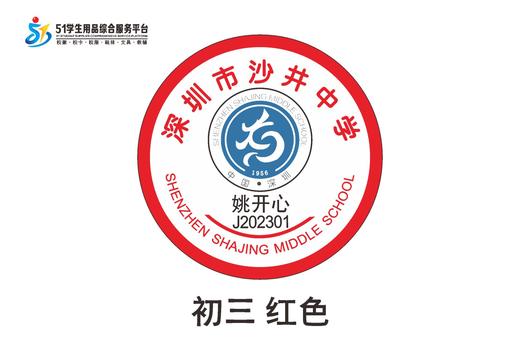 定制深圳市宝安区沙井中学校徽定做布标姓名贴布标胸章缝制包邮51 商品图5