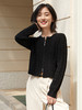 黑色亮片针织开衫女 短款拉链长袖上衣 春秋季修身显瘦毛衣外套 商品缩略图0