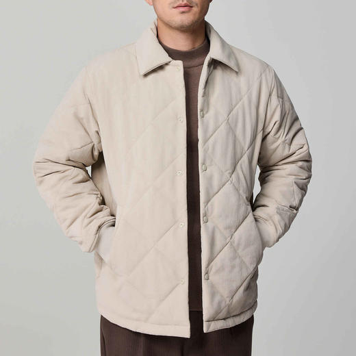 墨麦客男装新雪丽保暖翻领棉服男士2024冬季菱形格绗缝加厚外套男 商品图0