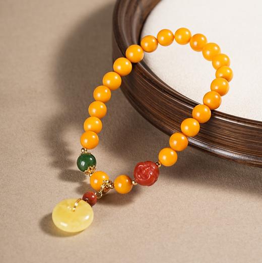 【敦煌福锦·天然蜜蜡平安扣手串】敦煌福泽小众蜜蜡 轻奢平安扣蜜蜡手串 商品图9
