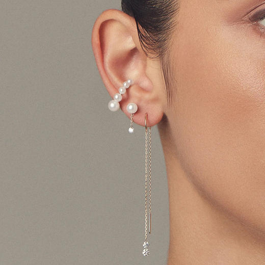 北京仓｜Mizuki-Sea of Beauty-美丽之海 钻石 Akoya珍珠 短链 耳钉［美国设计师］ 商品图1