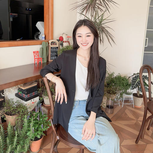 火桐hooton 重磅25姆米乔缎V领真丝西装774048 商品图3