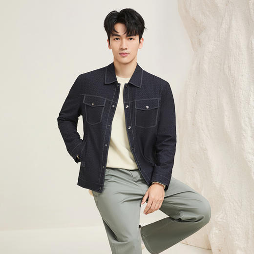 【工装满印茄克】柒牌夹克外套男2025新款商务休闲翻领印花茄克129K70420 商品图1