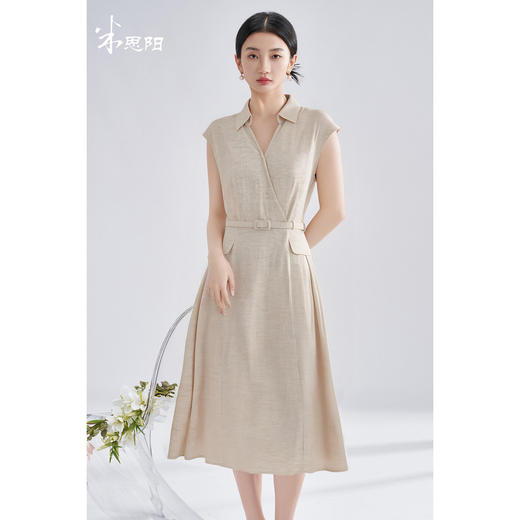 剩S/M/XL 老钱风亚麻衬衫裙 米思阳2025夏季新款知性优雅V领连衣裙高级感裙子1161 商品图0