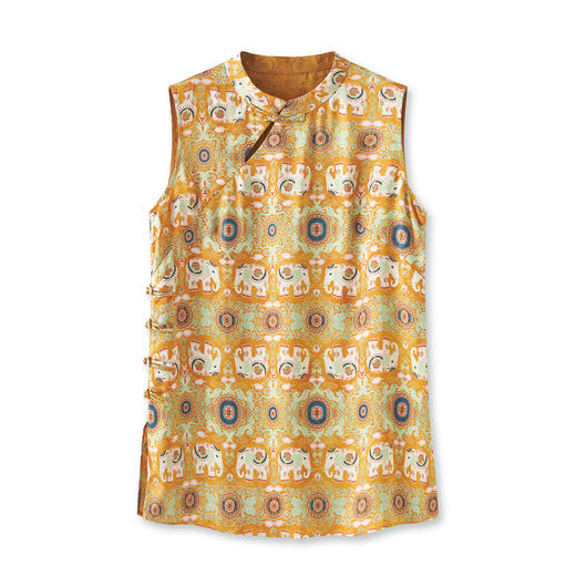 「高货wl」全新升级【铂金会员330/天猫439/差价109】(92715)洛诗琳新中式盘扣香云纱上衣2025夏季小象提花马甲上衣 商品图4