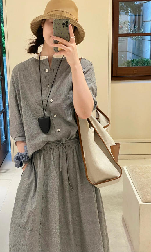 【高品质私服】【IC棉涤色织布半身裙+衬衫】格纹的经典、茧型的松弛、抽绳的巧思，触感蓬松柔软且视觉俏皮G1488/G1473-CC【无标出货 介意慎拍】 商品图2