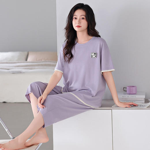 莫代尔睡衣女士短袖七分裤套装夏季凉爽时尚休闲学生可外穿家居服   JL-HYM4751/HYM4752/HYM4753/HYM4754/HYM4755 商品图2