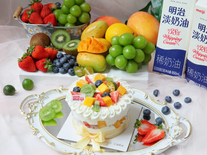 原味鲜果 明治淡奶油 时令鲜果