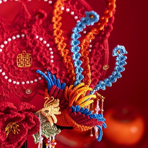 苏苏姐家凤穿牡丹婚礼团扇手工diy编织蕾丝线钩针自制扇子材料包 商品图3