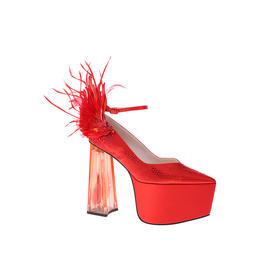 sheme景颇族原创设计全球限量版羽毛刺绣水晶高跟鞋女可定制