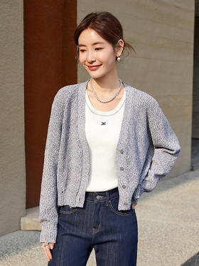 韩系慵懒风必备！浅灰色短款针织开衫外套，软糯又百搭