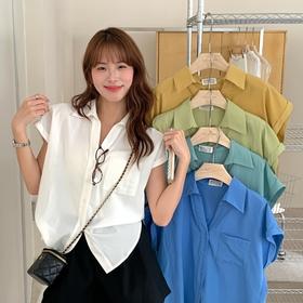 夏日多巴胺「小飞袖通勤衬衫」棉麻混纺 舒适的同时呼吸感十足 干净利落的版型 日常刷街&通勤都可