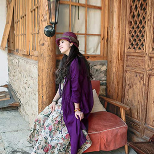 绽放旅行女装539朵/复活款·2018年苎麻印花松紧腰抽褶半身长裙女 商品图3