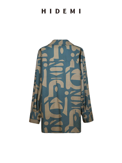 HIDEMI 我们做印花系列手绘纯原创抽象几何感艺术油画印花衬衫阔腿裤套装 商品图9