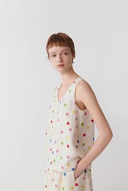 【高品质私服】【IC亚麻平纹布多巴胺彩色圆点花式上衣+半身裙】小A型极简廓形，与俏皮圆点印花结合，彰显质朴自然气息G1490/G1489-CC【无标出货 介意慎拍】 商品图6