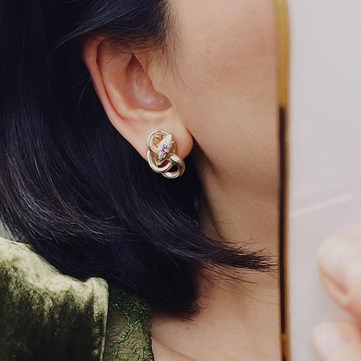 BY EVITA系列 18K镶钻石和粉色蓝宝石 耳钉 商品图2