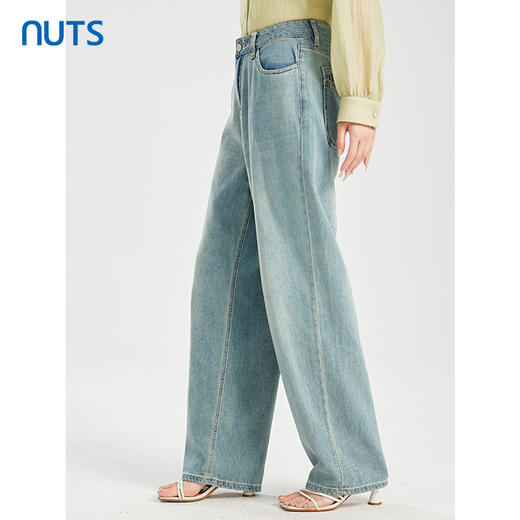 NUTS商场同款夏季复古气质宽松直筒百搭水洗牛仔长裤422112282 商品图1