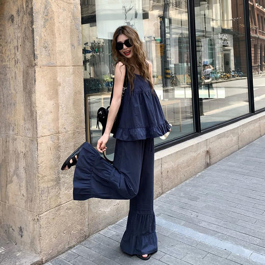 裁缝学苑AH34无袖吊带小衫纸样阔腿裤套装女装裤子样板图纸 商品图5